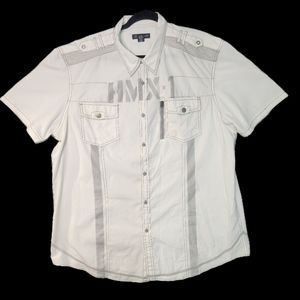 Inc White Grey Nautical Shirt XL